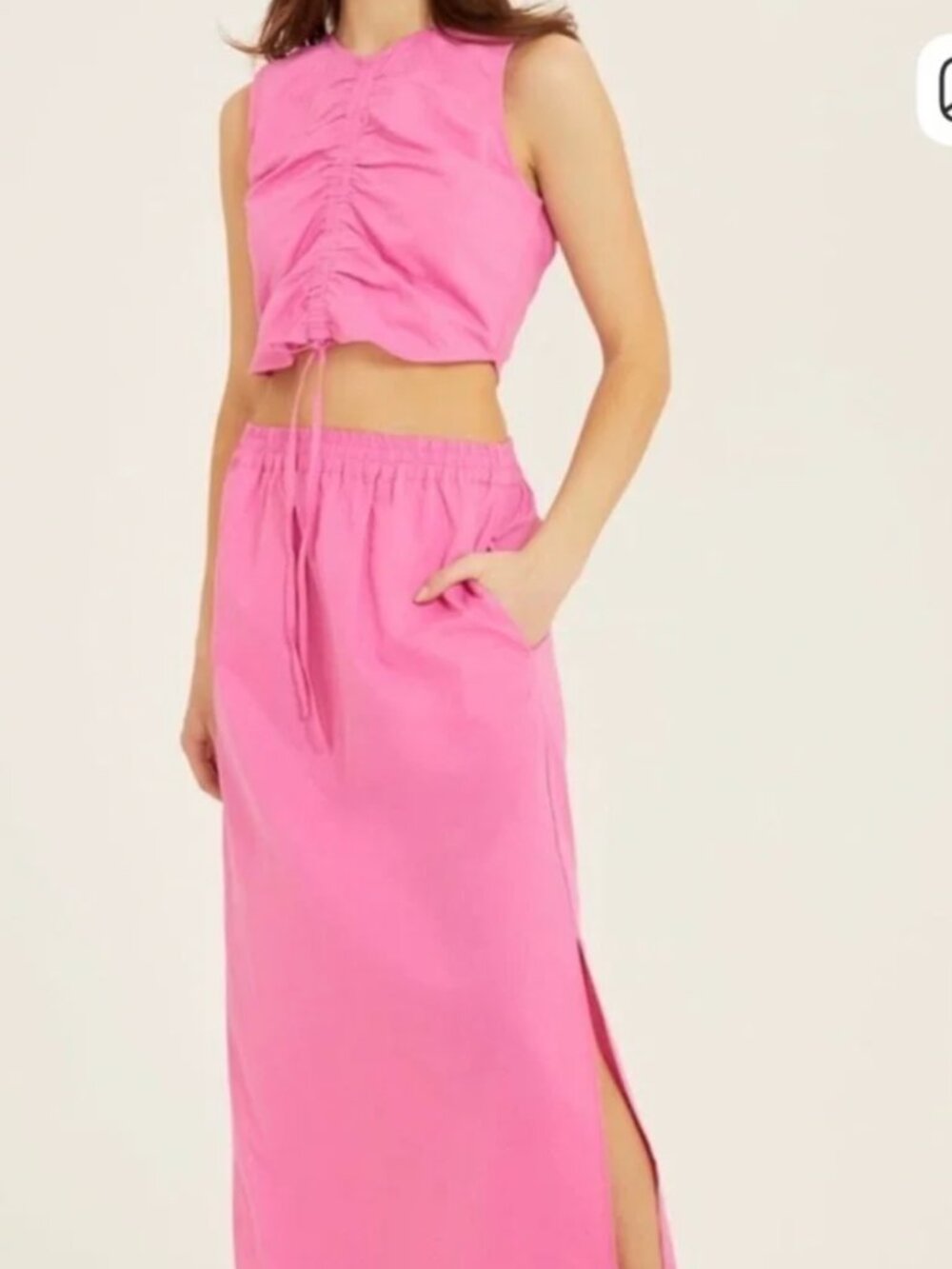 Something Navy Pink Maxi Skirt and Crop Top
